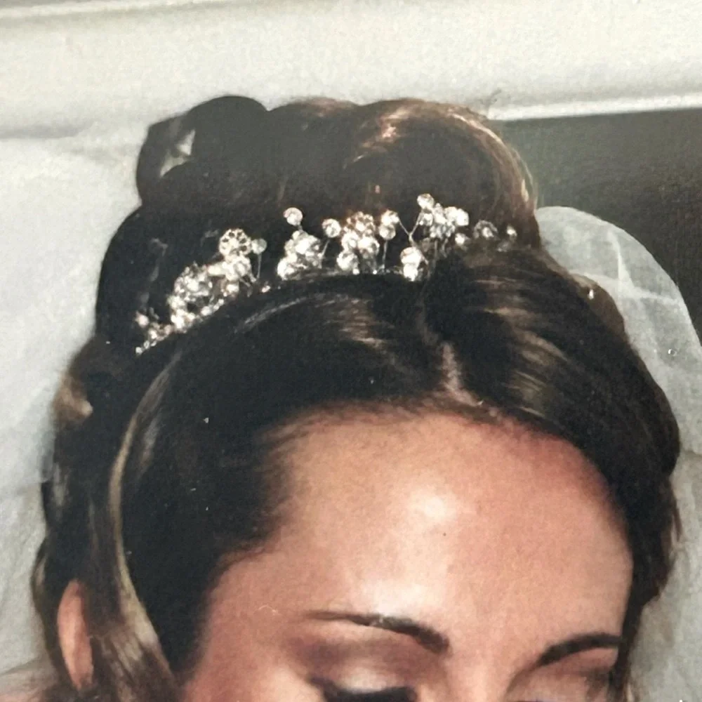 Elegant Silver Crystal Floral Headband wedding vintage